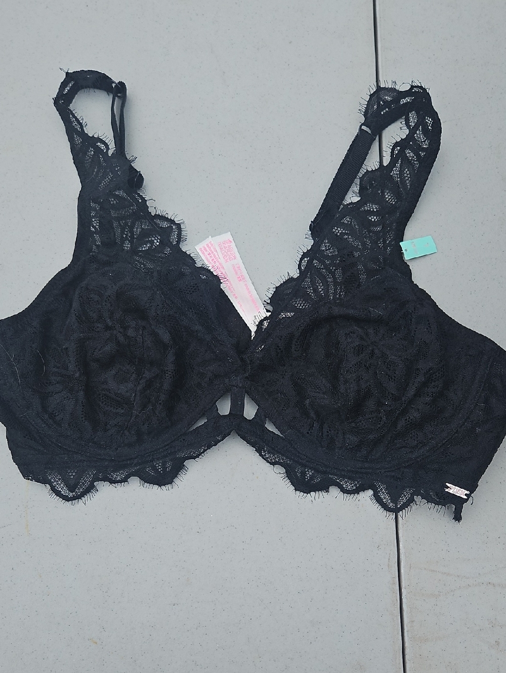 PINK Victoria's Secret Black Lace Underwire Bra